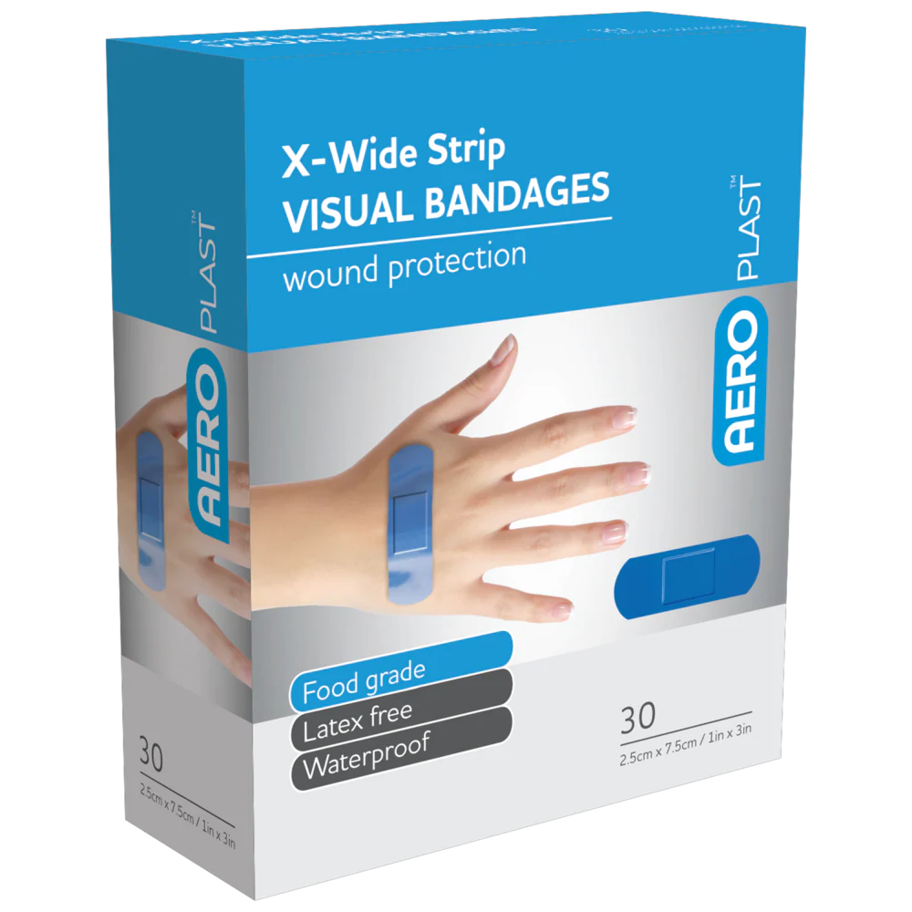 Blue Detectable Plasters 7.5 cm x 2.5 cm x50 - for commercial kitchens