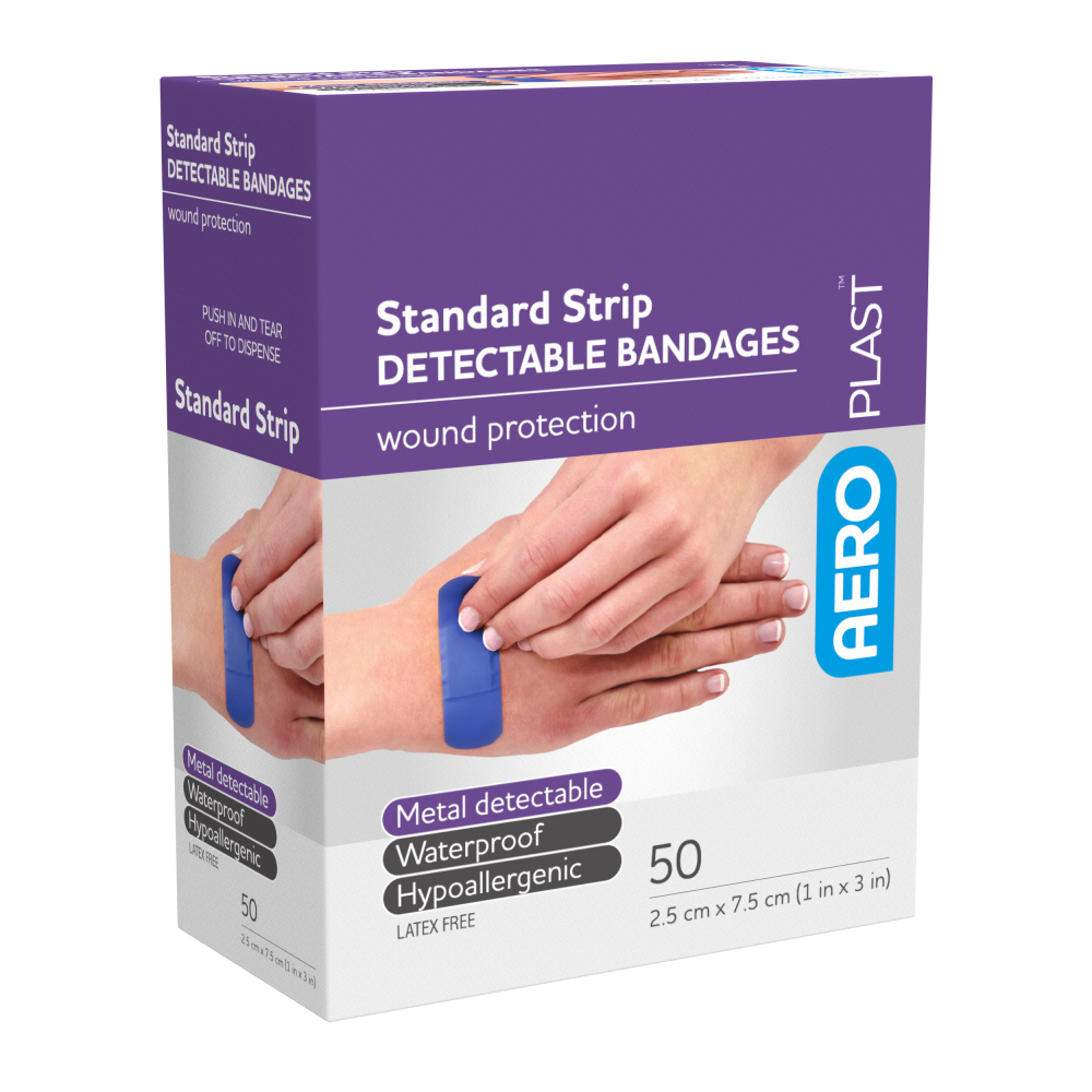 Blue Detectable Plasters  7.5 cm x 2.5 cm x50 - for commercial kitchens