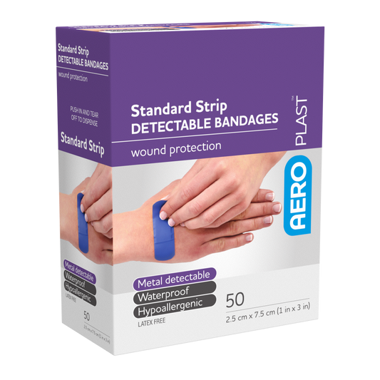 Blue Detectable Plasters  7.5 cm x 2.5 cm x50 - for commercial kitchens