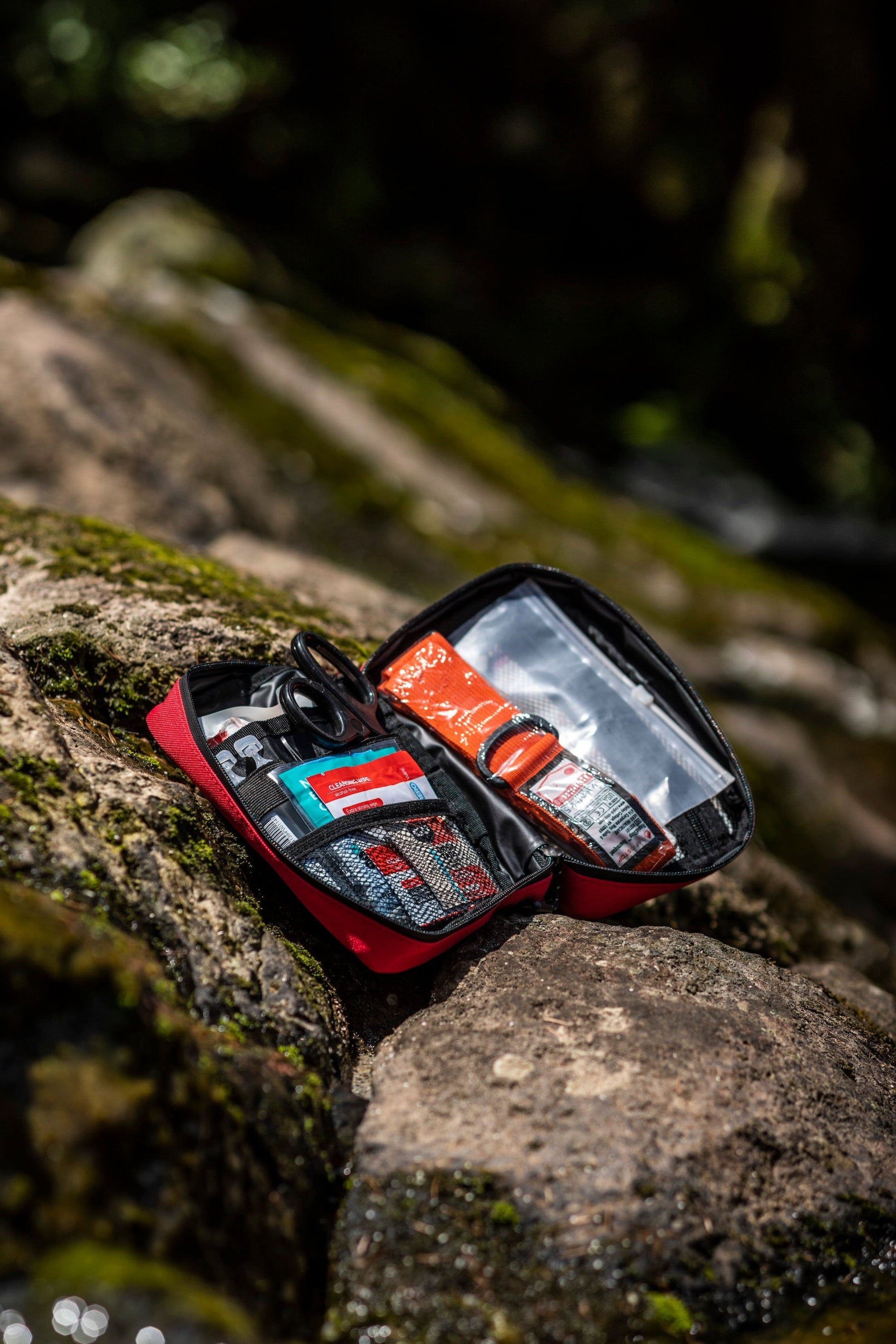 Well organised and tough lightweight first aid kit for hunting and hiking in New Zealand. From Great Walks to family trips.