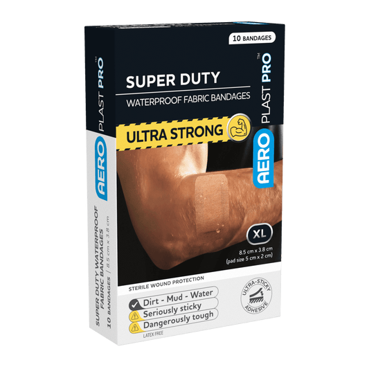 Super Duty Waterproof Fabric Plasters 8.5cm x 73.8cm - pack of 10