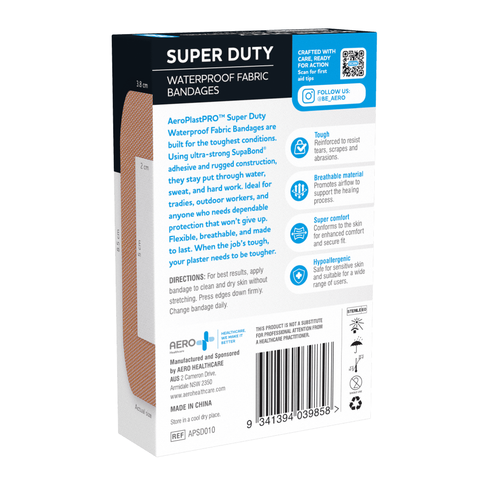 Super Duty Waterproof Fabric Plasters 8.5cm x 73.8cm - pack of 10