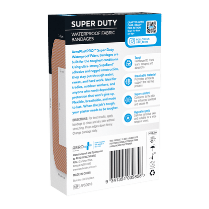 Super Duty Waterproof Fabric Plasters 8.5cm x 73.8cm - pack of 10