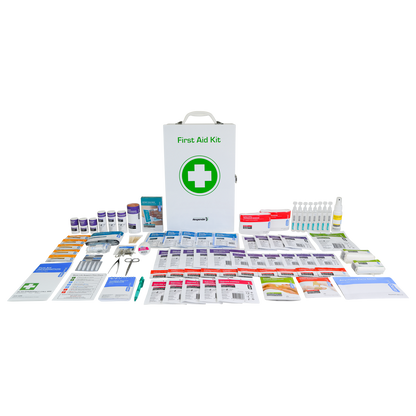 White Metal tin case for workplace first aid and Health and Safety