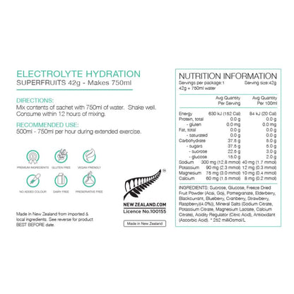 Pure Electrolyte Hydration Sachets 42g -Superfruits flavour